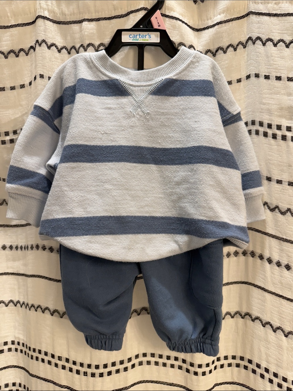 Carter's Light Blue and Blue Striped Knit Sweater Set